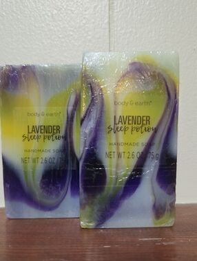 body & earth Lavender Sleep Potion Handmade Soap - Purple & Yellow Set Of 2 Soap